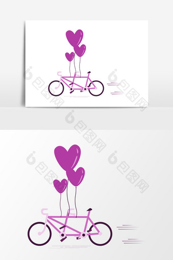 双人自行车爱心元素图片