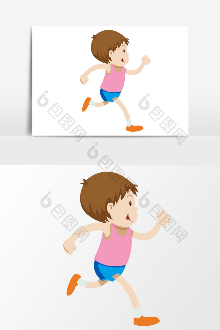 卡通女孩跑步元素
