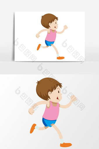 卡通女孩跑步元素图片