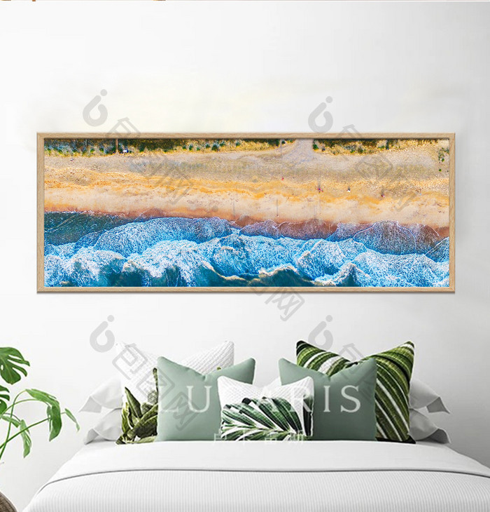 北欧抽象海边风景海浪装饰画素材背景墙