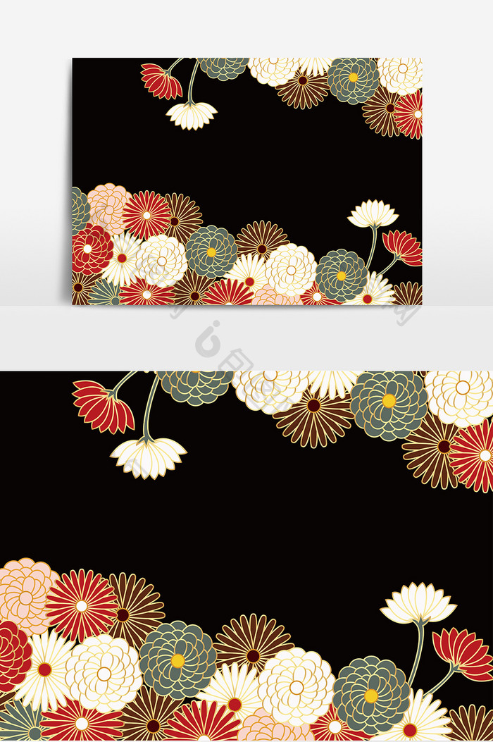 日式日系风格花朵元素