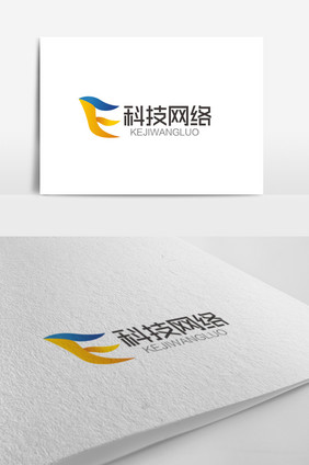 蓝橙大气时尚E字母科技网络logo标志