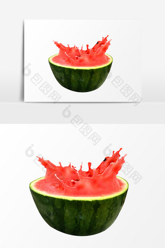飞溅红色汁水的西瓜PSD元素图片