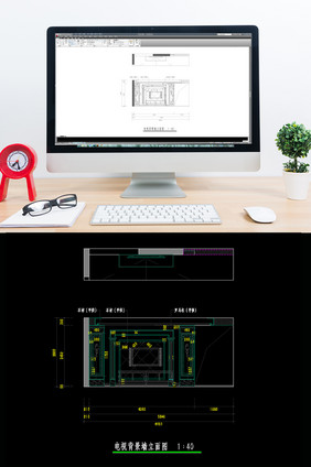 CAD电视背景墙立面图