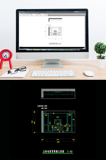 CAD电视背景墙立面图图片