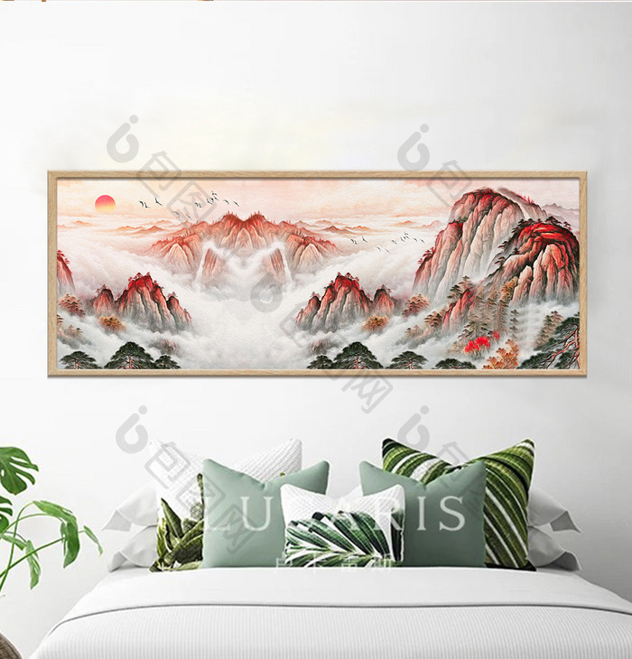 新中式国画山水风景油画装饰画