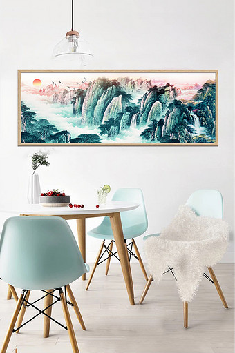 新中式国画山水风景画装饰画图片
