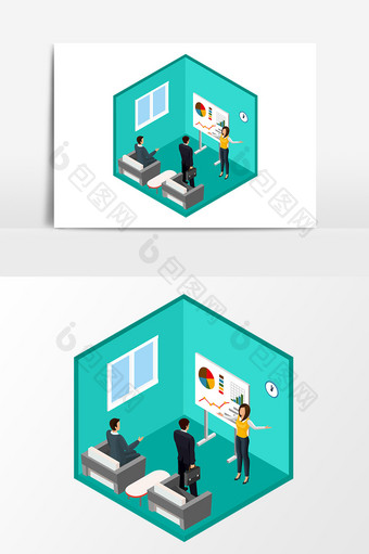 扁平化商务人士开会办公矢量素材图片