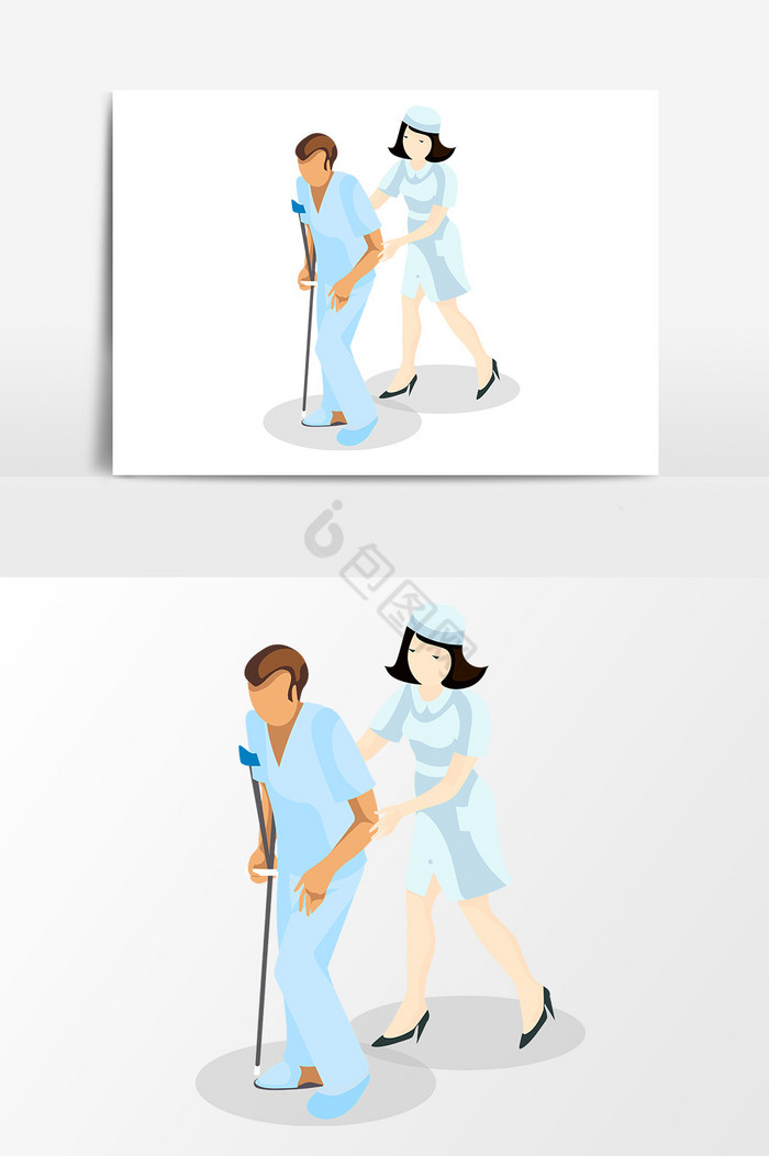 护士照顾病人插画图片