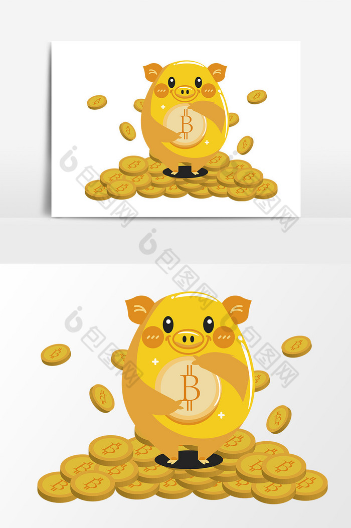 金融理财小猪存钱罐货币矢量素材图片