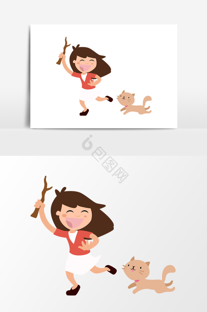 当前位置:>包图网>扁平化人物素材>下载和猫咪玩耍的小少女插画下载