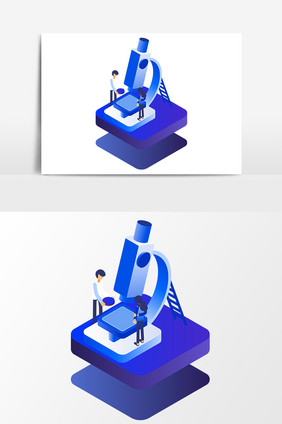 2.5D扁平化显微镜几何矢量素材