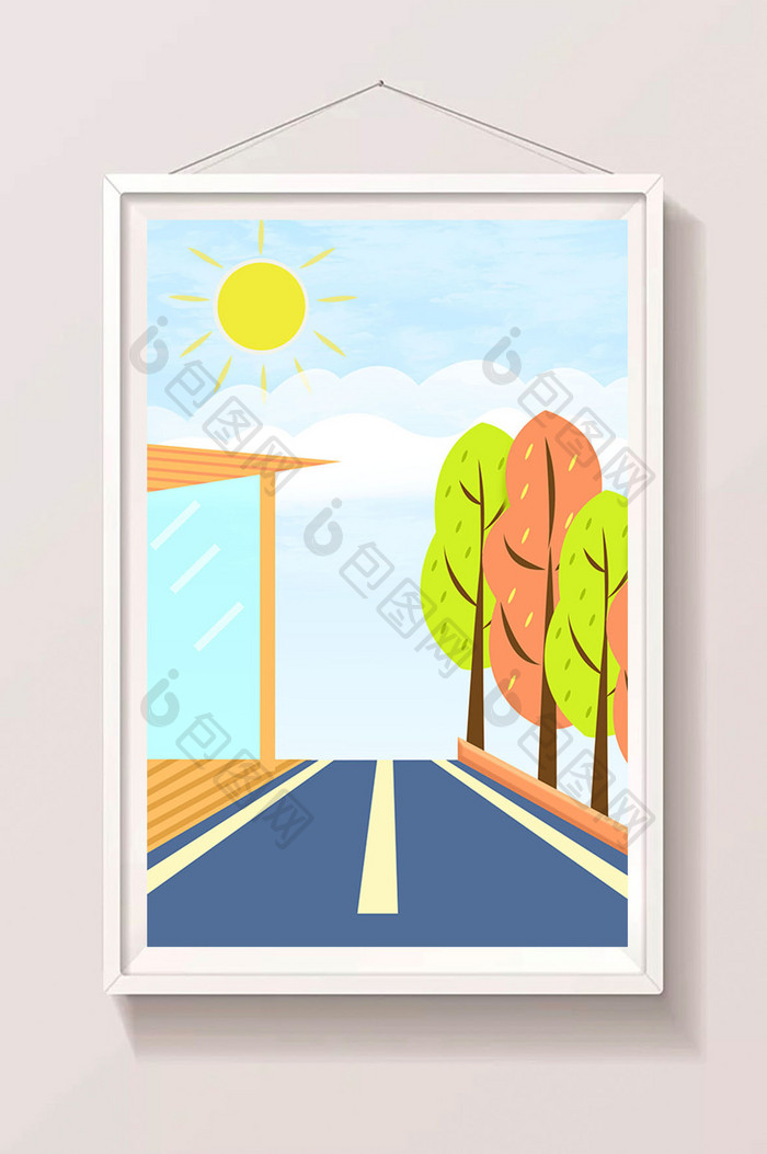 风景插画设计背景公路