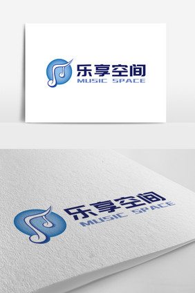高端时尚蓝色音乐logo标志设计