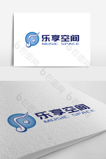 高端时尚蓝色音乐logo标志设计图片