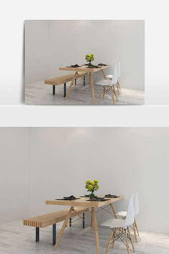 北欧简约时尚百搭餐桌椅模型图片