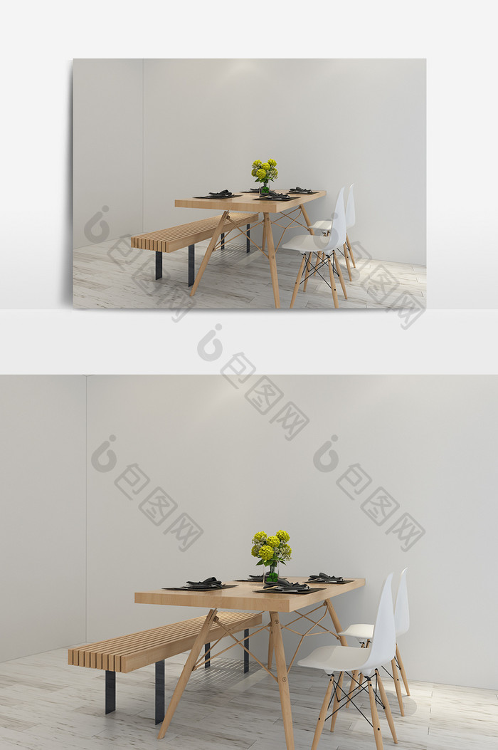 北欧简约时尚百搭餐桌椅模型