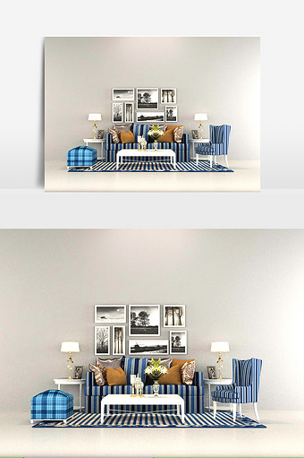 地中海风格家装客厅沙发组合图片