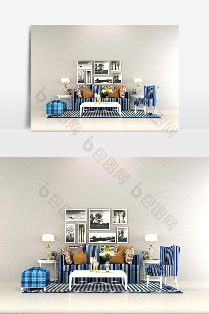 地中海风格家装客厅沙发组合图片图片