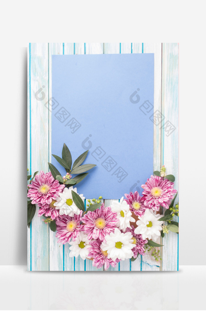 花朵木板相框素材背景