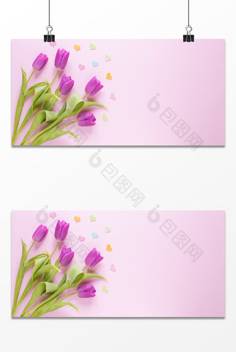 可爱温馨郁金香花束背景图图片