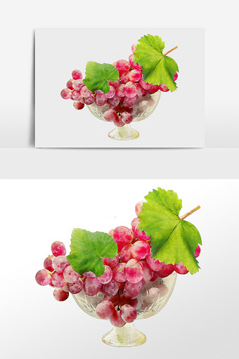 清新水彩手绘葡萄水果插画背景元素图片