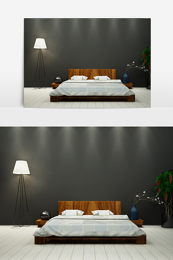 卧室个性大床家具模型图片