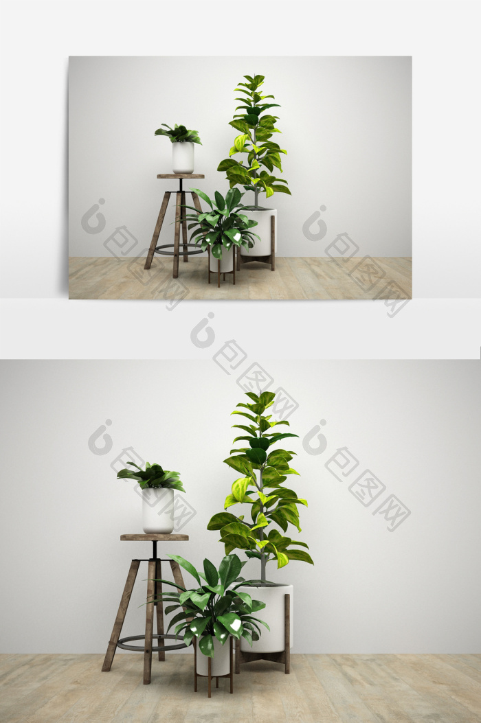 【室内装饰植物盆栽模型组合】图片下载-包图网