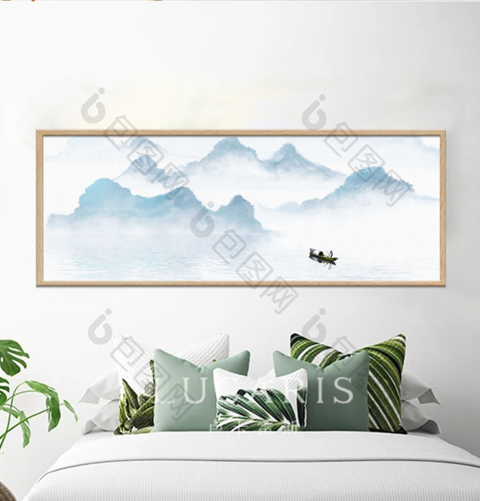 中式山水意境水墨装饰画-中式山水意境水墨装饰画效果图-【包图网】