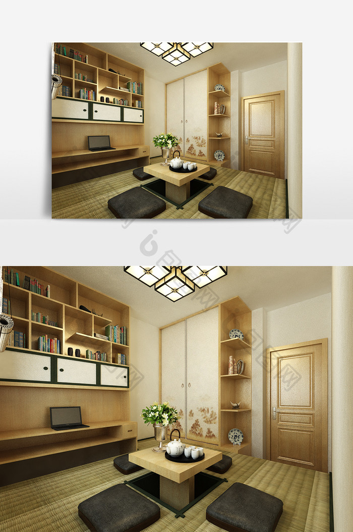 日式禅风茶室室内设计模型