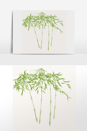 手绘竹杆竹叶植物插画元素