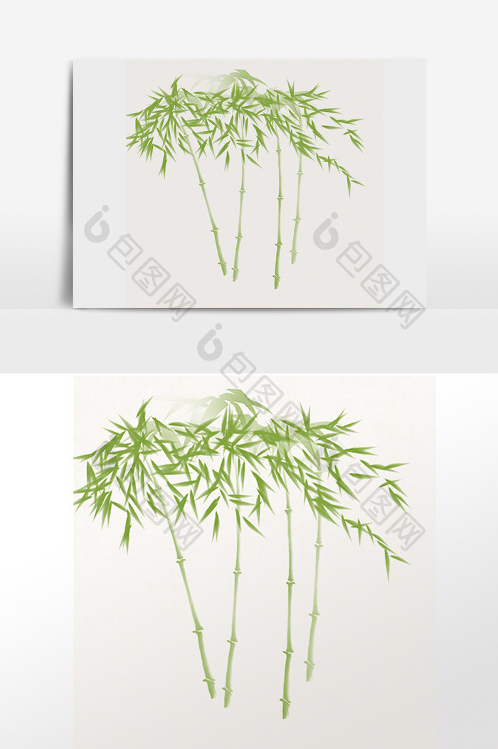 手绘竹杆竹叶植物插画元素