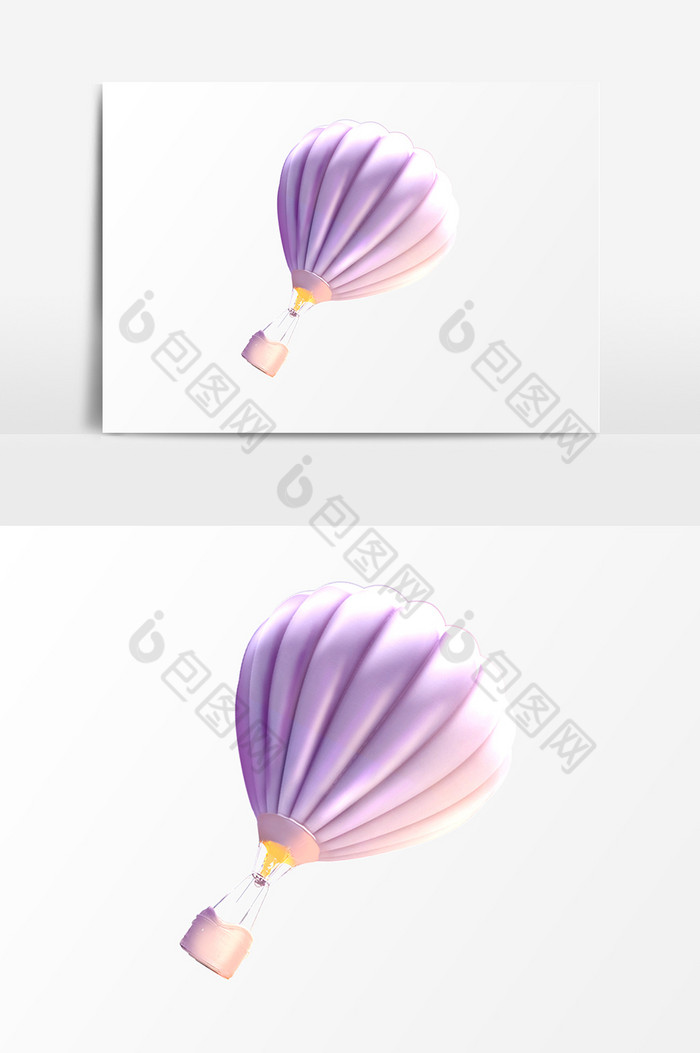淡紫C4D热气球PSD图片图片