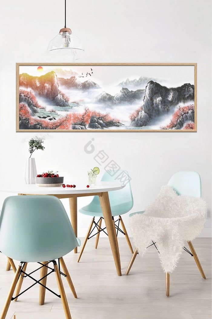 新中式国画山水风景画装饰画图片