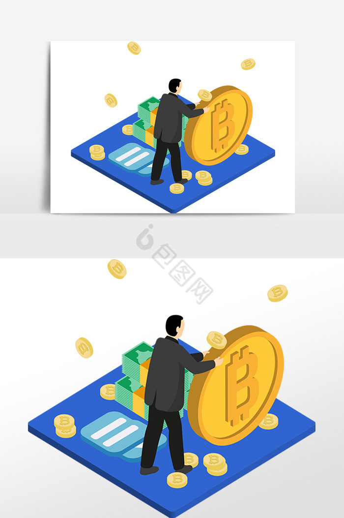 金额办公人物金币插画图片