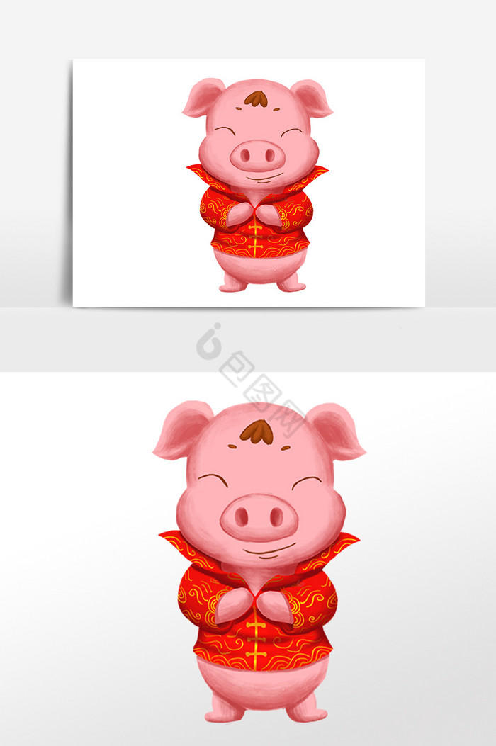 猪年吉祥物金猪插画图片
