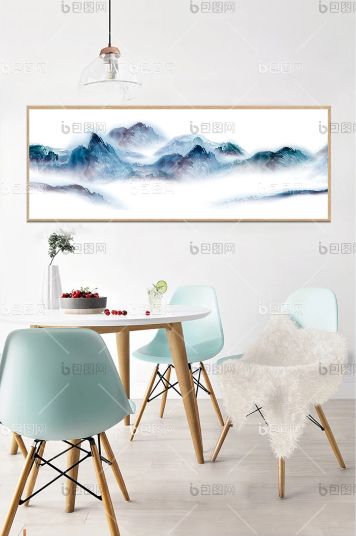 新中式现代艺术抽象金色山水水墨装饰画-新中式现代艺术抽象金色山水水墨装饰画效果图-【包图网】