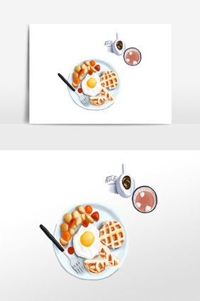 手绘美味营养早餐插画素材