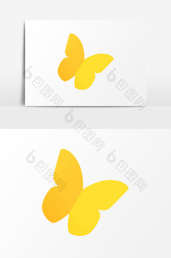 黄色渐变蝴蝶剪影PSD素材图片
