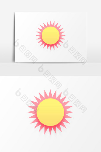 红色锯齿太阳PSD素材图片