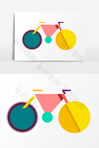 可爱的卡通自行车PSD素材图片
