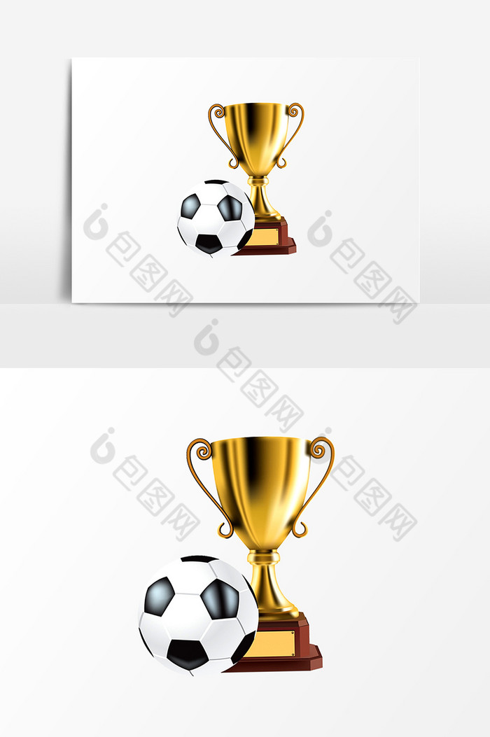 足球与金色奖杯PSD图片图片