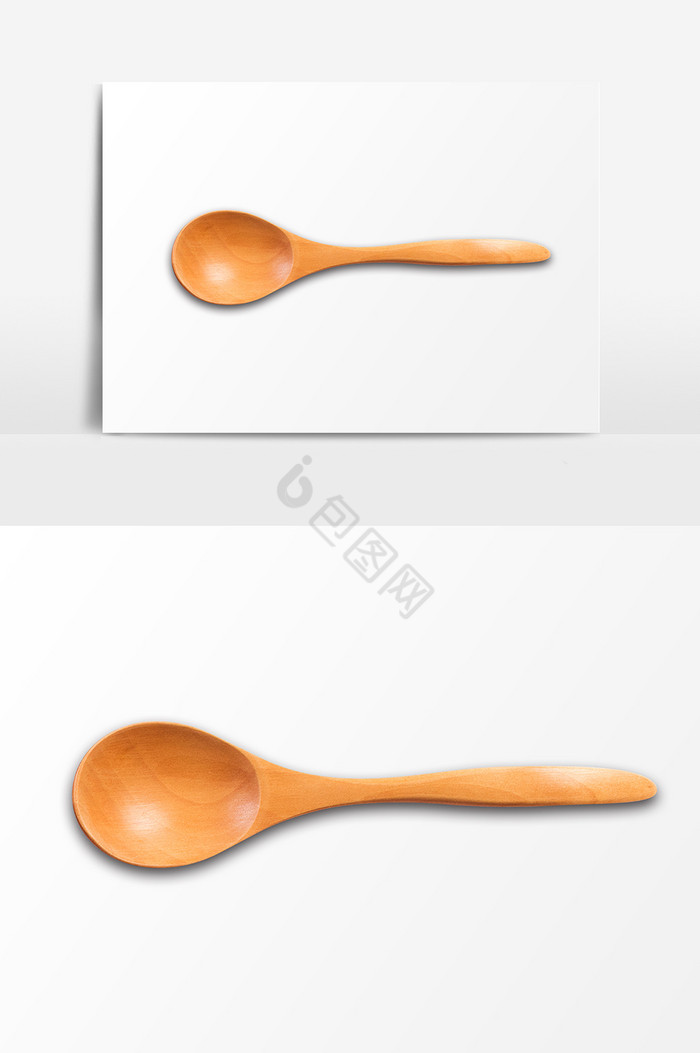 金色木纹勺子PSD图片