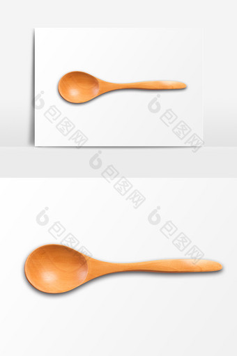 金色木纹勺子PSD素材图片