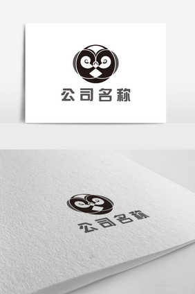 黑白猫头鹰音乐创意logo标志