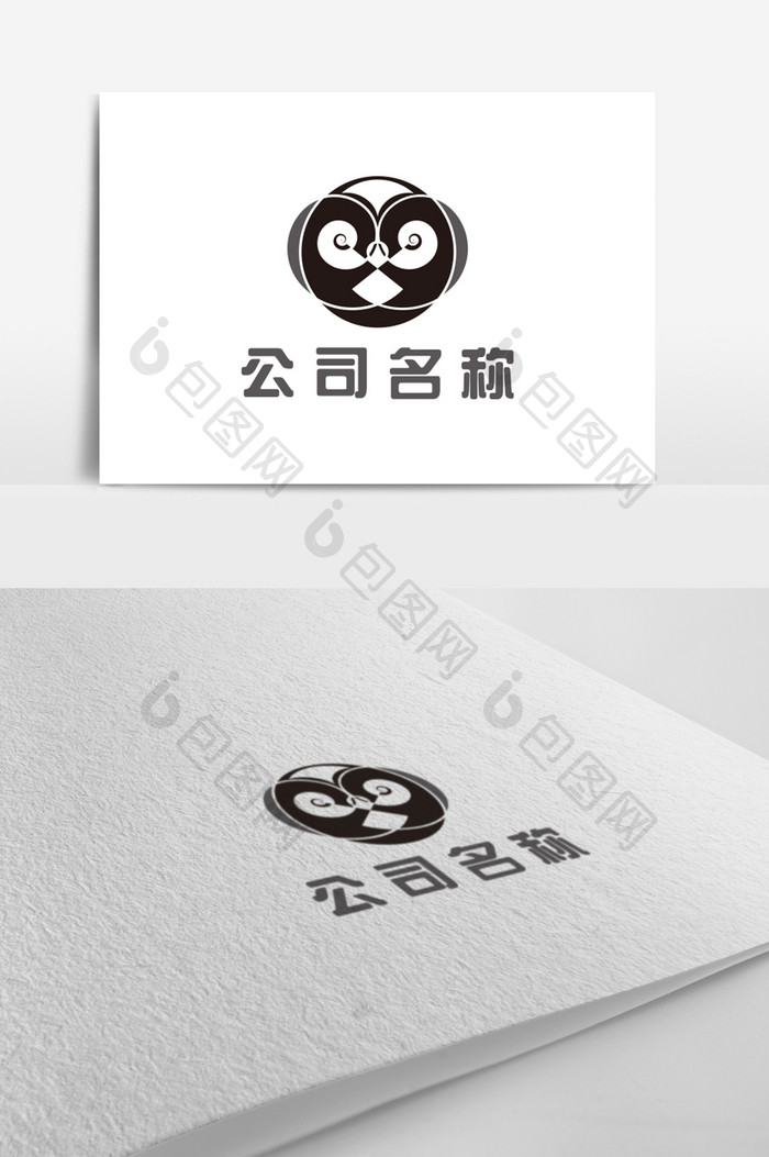 黑白猫头鹰音乐创意logo标志