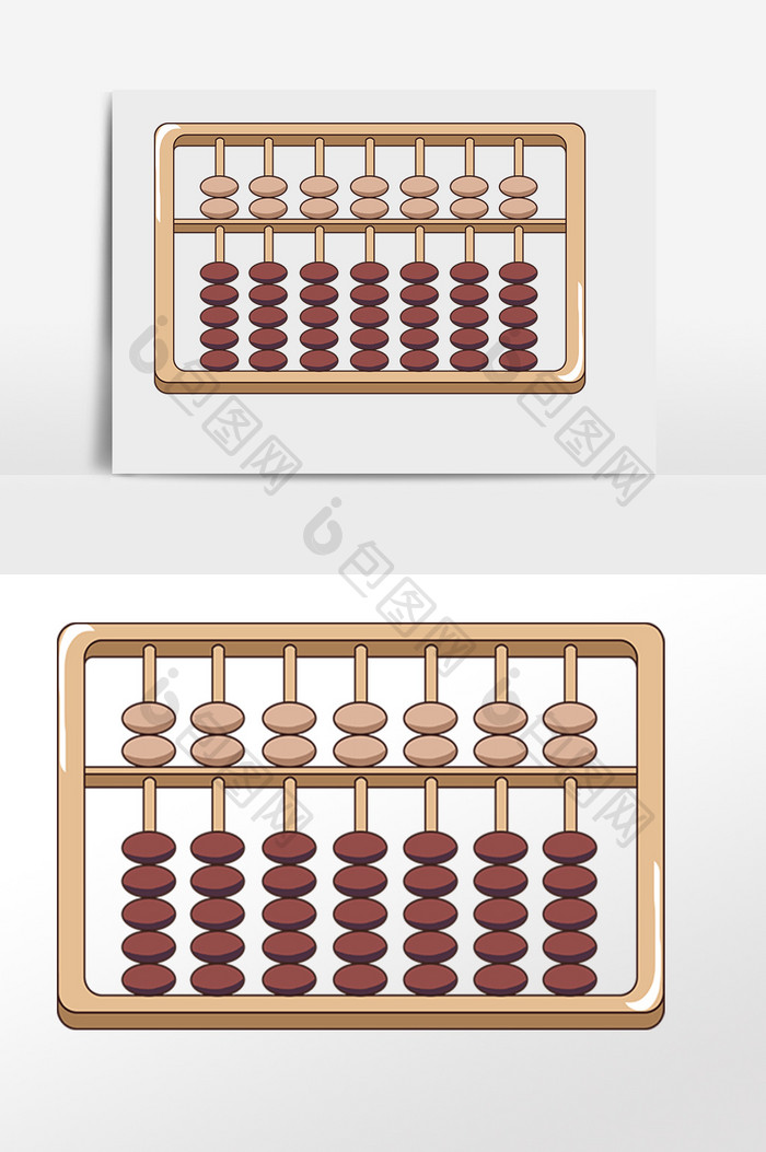 手绘学生用品算盘插画元素