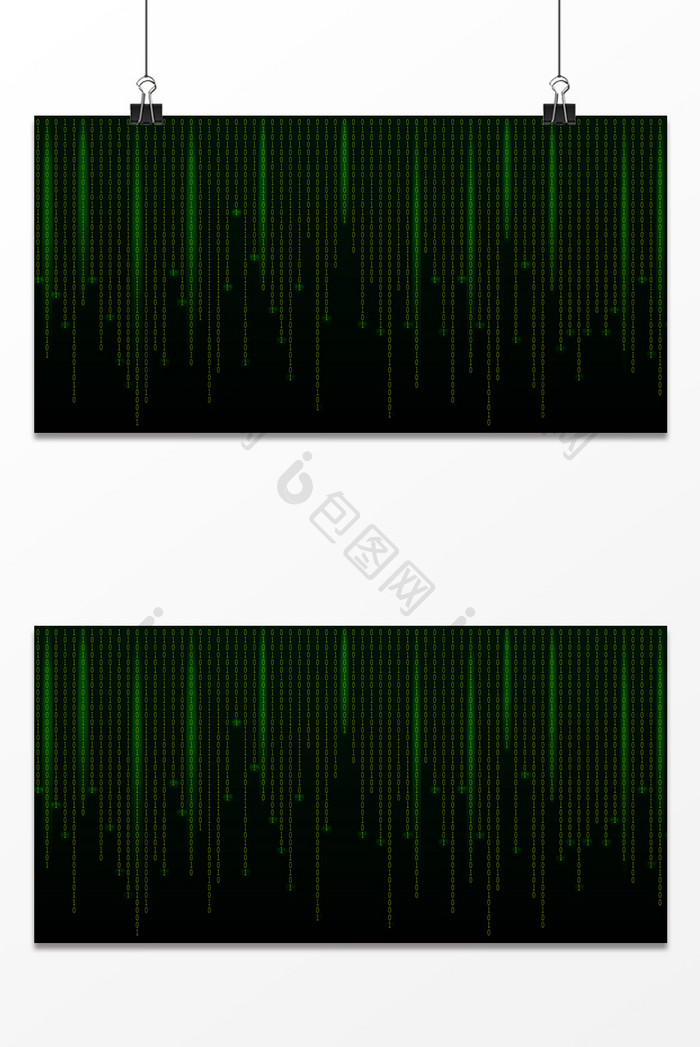 二进制绿色科技感背景展板设计