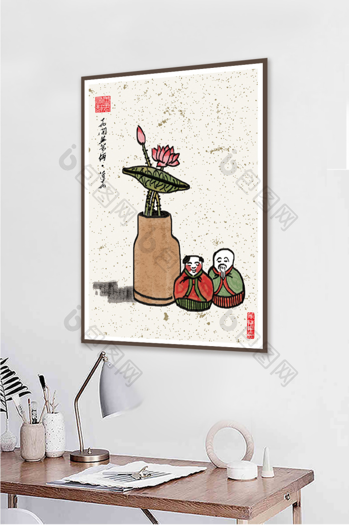 简约文艺民俗创意书房客厅装饰画-简约文艺民俗创意书房客厅装饰画效果图-【包图网】