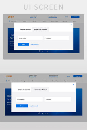 蓝色简约注册登录网页界面模板